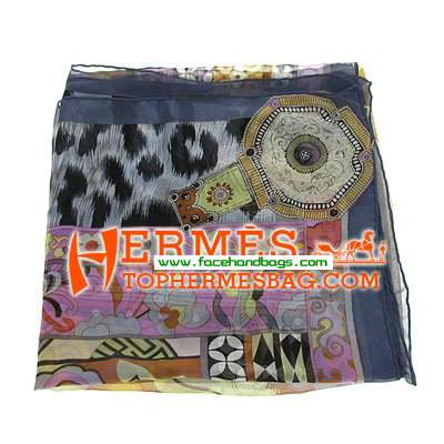 Hermes 100% Silk Square Scarf Blue HESISS 135 x 135 - Click Image to Close
